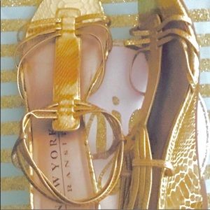 Gold Snakeskin Wedges Women’s Sandals